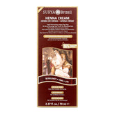 Surya Brasil Henna Cream Burgundy box showcases natural color and eco-friendly packaging.