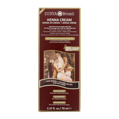 Surya Brasil Henna Cream Dark Brown box—cruelty-free color option with natural finish.