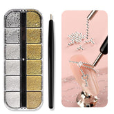 SUTOKAKA cuentas metal uñas oro micro caviar para relieves 3D en uñas