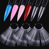 SUTOKAKA nail swatch sticks with ring showing clear pointed tips for precise color display at home.