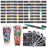Suu66 marcadores doble punta para tatuajes temporales, trazos suaves
