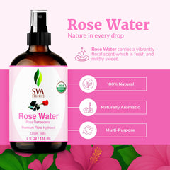 SVA ORGANICS Rose Water mist applied to the face for lightweight hydration.