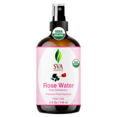 SVA ORGANICS Rose Water spray bottle for refreshing skin hydration and aroma.