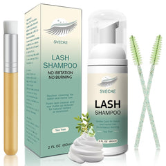 SVECKE Lash Shampoo Kit tea tree bottle offers gentle cleansing for lashes.