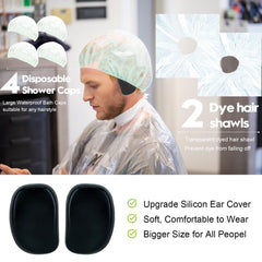 Svjetiq disposable shawl and bath cap set keeps coloring mess-free.