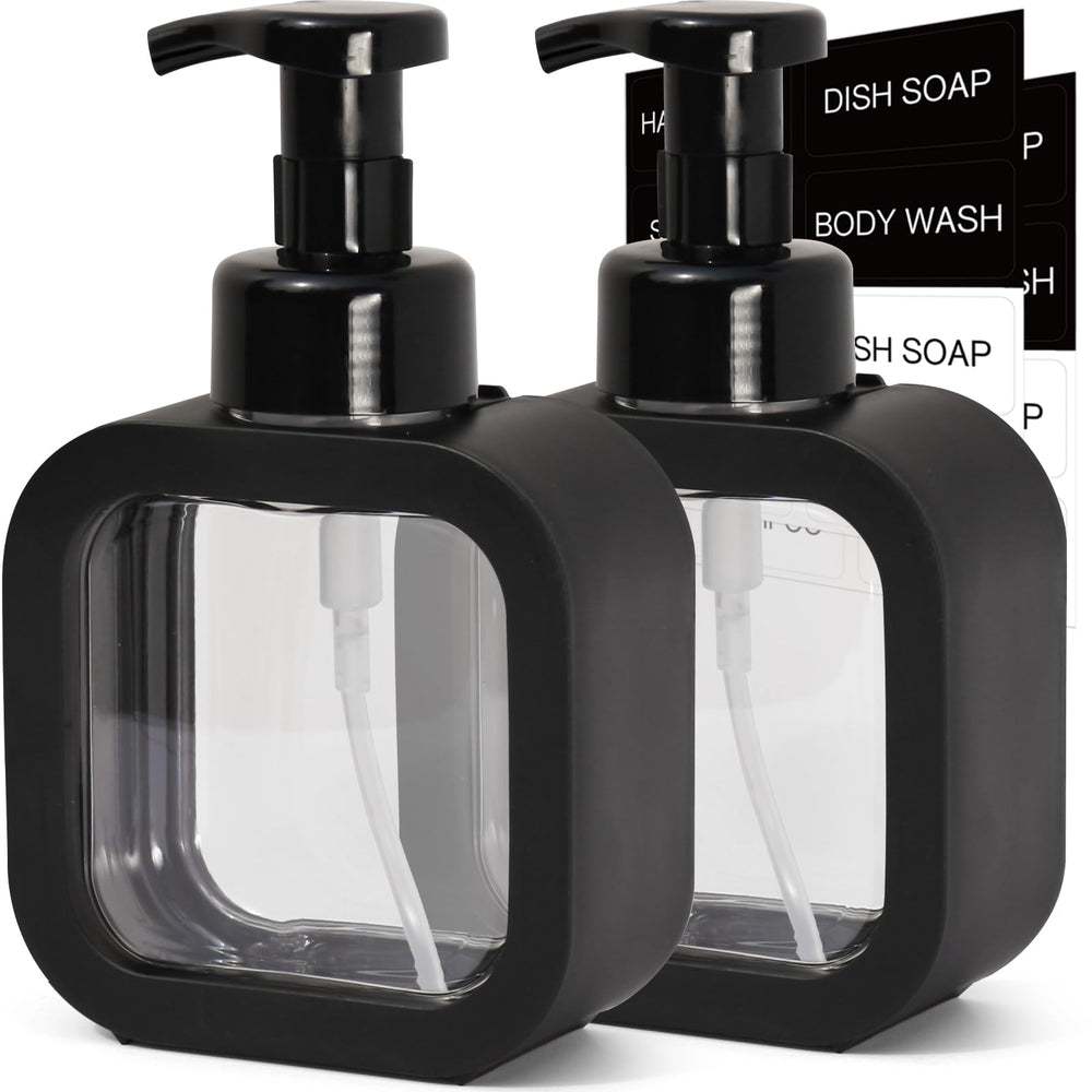 SVLX YIXVN foaming soap dispenser in black, compact 300 ml for home use.