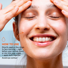 SVR Vitamin C closeup on skin—evens complexion and boosts radiance.