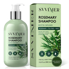 Champú Svvimer con romero en botella, posible aumento de volumen para el cabello.