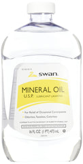 Swan Mineral Oil 16 oz bottle front for skin hydration and cuticle care.