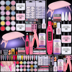 Sweet Trend acrylic nail kit contents for beginners with full starter tools for practice at home.