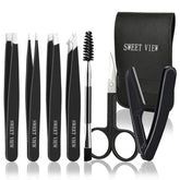 Sweet View 7pcs eyebrow tweezers kit precision plucker for flawless shaping.