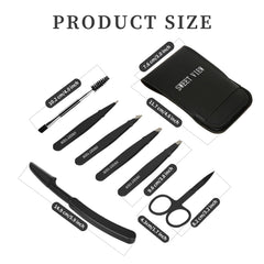Sweet View stainless steel tweezers tip closeup for accurate grip on short hairs.