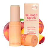 Sweetums SweetSpot Peach solid perfume stick close-up showing mess-free application