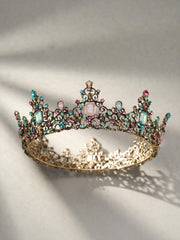 Gold-plated band detail from SWEETV jeweled Baroque crown.