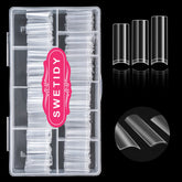 Puntas SWETIDY de uñas acrílicas transparentes, diseño cuadrado XL, aspecto natural.