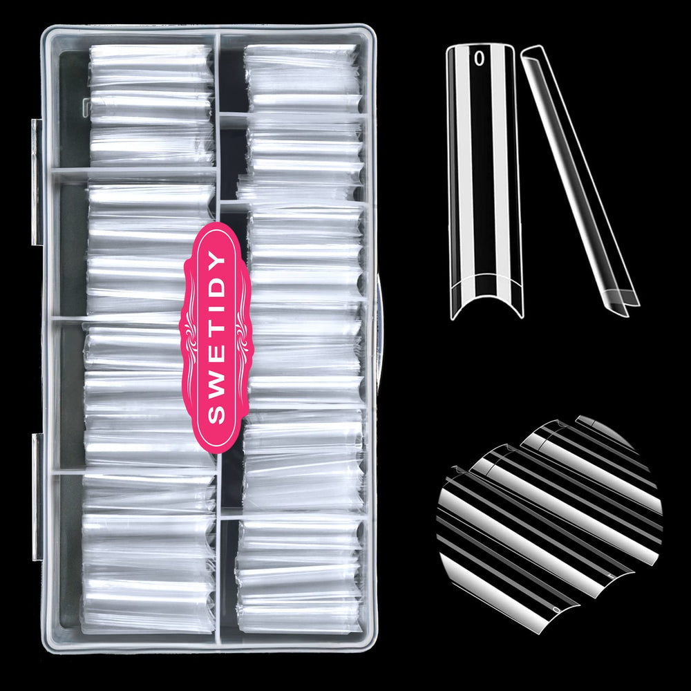 SWETIDY tips sin curva en C, apariencia cuadrada y natural para uñas.