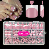 SWETIDY toe nail press ons berry pink full set for easy at-home pedicures.