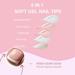 SWETIDY toe nail press ons soft gel close-up showing natural square tips.