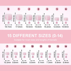 SWETIDY toe nail press ons natural square design contouring from cuticle for seamless wear.