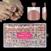 SWETIDY toe nail tips in brown soft gel for a long-lasting home pedicure