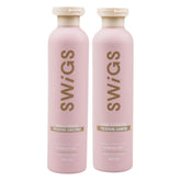 SWIGS wig shampoo bottle being poured for color-safe cleansing.
