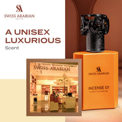 Swiss Arabian Incense 01 angled bottle highlighting resinous notes and elegance