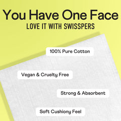Swisspers pad dry use for refreshing face and neck.