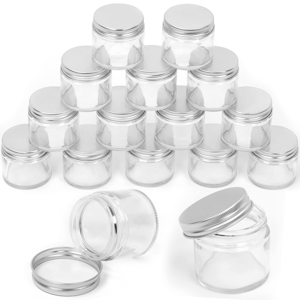 Swpeet 2 oz glass jar with silver lid—airtight travel storage for creams