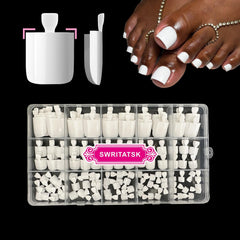 SWRITATSK Uñas blancas para dedos de pie con 150 puntas, ideal para una pedicura casera rápida