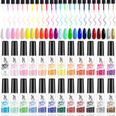 SXC 24-color gel liner set with built-in thin brush for precise nail art.