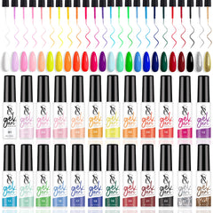 SXC 24-color gel liner set with built-in thin brush for precise nail art.
