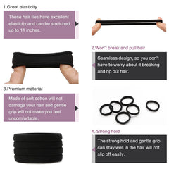 SYGY hair ties stretched to demonstrate strong hold for various hair types.