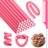 Syhood no-heat curling rods pink 30-piece set for at-home styling