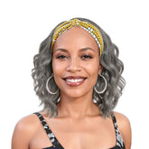 SYMEIW Silver Grey Wavy Headband Wig showing easy glueless fit and natural hairline.