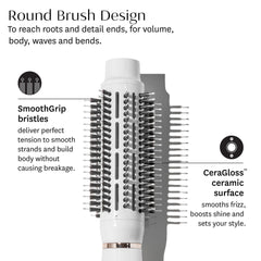 T3 AireBrush CeraGloss ceramic surface boosts shine and smooth styling.