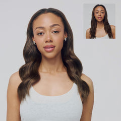 T3 SinglePass Curl X in use on long hair for quick styling with wide sections