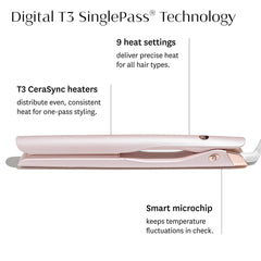 Digital display showing nine heat settings for versatile styling options.