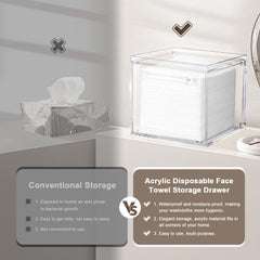 Durable clear acrylic construction of the TAINESS box in a bathroom