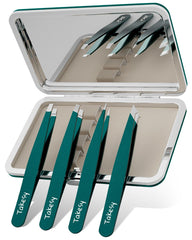 Takesy precision tweezers with slanted tips for precise eyebrow grooming on the go