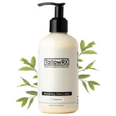 TALLOWRX frasco de 8 oz de loción de sebo de res para hidratación duradera.