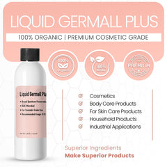 Germall Plus label on bottle highlighting compatibility with surfactants.