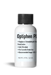 Talsen Chemicals Optiphen Plus bottle close-up showing broad-spectrum cosmetic protection
