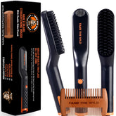TAME THE WILD beard brush and ionic heated comb for smooth beard styling