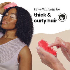 Tangle Teezer Original Detangler curly hair close-up with flexible teeth