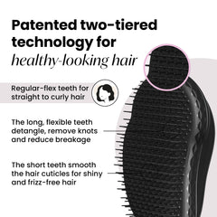 Tangle Teezer Original Detangler Panther Black side view highlighting palm-sized handling