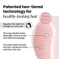 Tangle Teezer travel-size mini hair brush in millennial pink for quick styling anywhere.