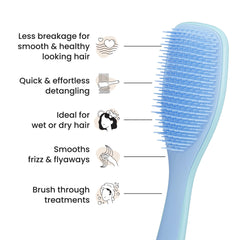 Tangle Teezer Ultimate Detangler denim blues in-use on hair during styling