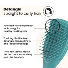 Tangle Teezer Ultimate Detangler knots elimination teal with two-tier teeth.