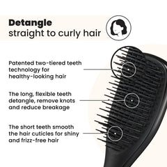 Tangle Teezer Ultimate Detangler two-tier teeth close-up showing gentle knot removal.