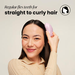 Tangle Teezer wet-dry detangler with two-tier teeth for smoother tangles.